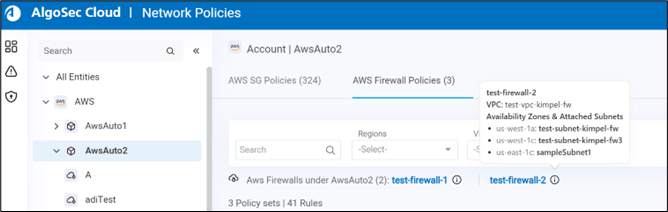 VPC context shown while hovering over the firewall name test-firewall-2