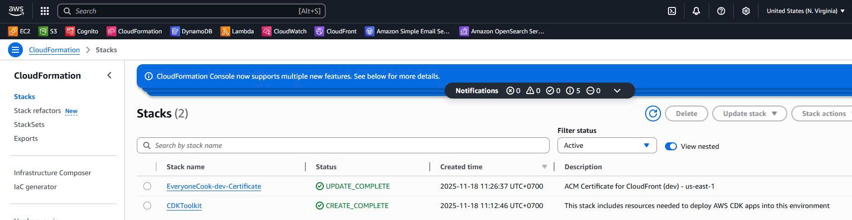 CloudFormation CDKToolkit Stack