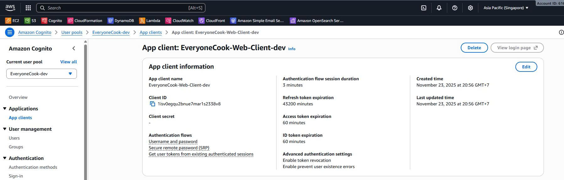 Cognito User Pool Client