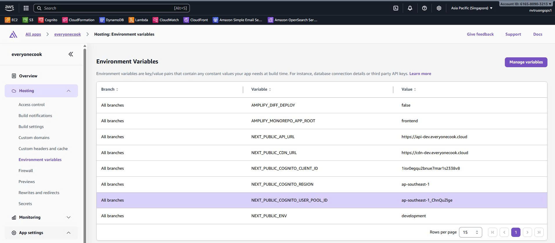 Amplify Environment Variables